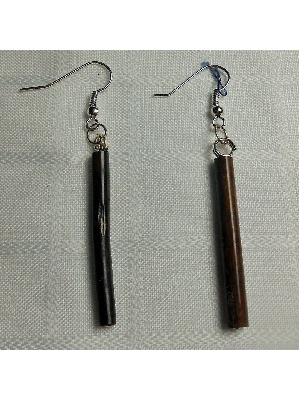No 285 Pretty minimalist handmade earrings with wood pieces